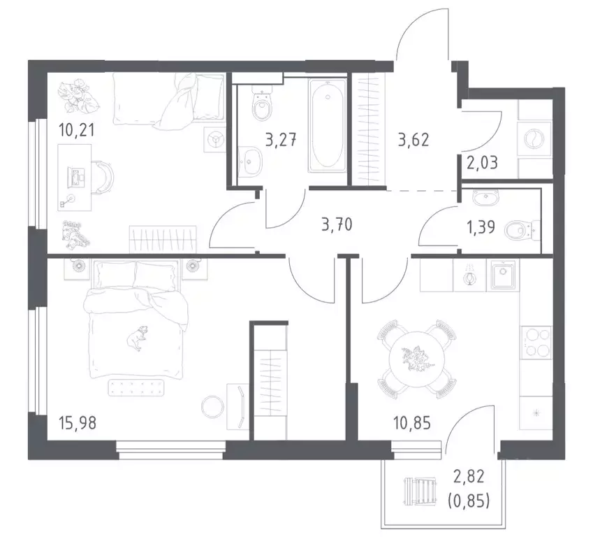 2-к кв. Ростовская область, Ростов-на-Дону Донские Легенды жилой ... - Фото 1
