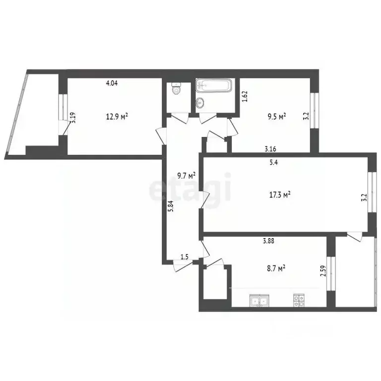 3-к кв. Крым, Симферополь ул. Маршала Жукова (63.0 м) - Фото 2