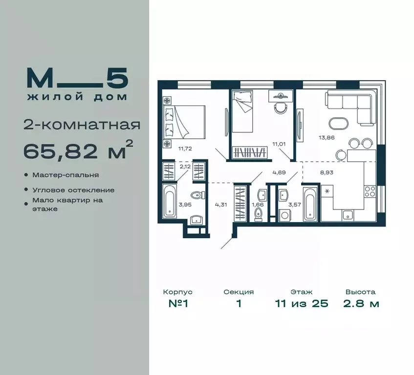 2-к кв. Московская область, Красногорск Павшино мкр, М 5 жилой ... - Фото 0