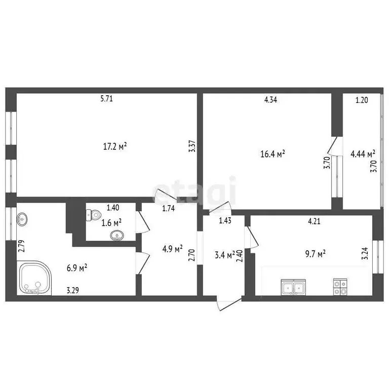 2-комнатная квартира: Севастополь, улица Комбрига Потапова, 31к2 (62.3 ... - Фото 1
