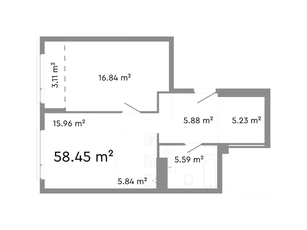 2-к кв. Челябинская область, Челябинск ул. Худякова, 18 (58.45 м) - Фото 0