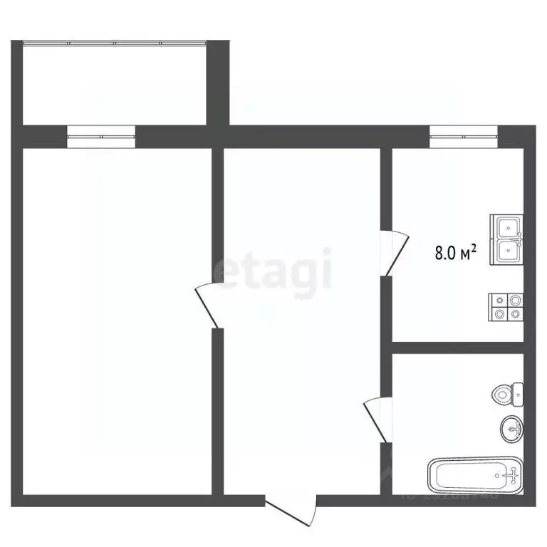 1-к кв. Орловская область, Орел ул. Цветаева, 5А (33.9 м) - Фото 2