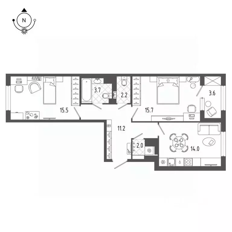 2-к кв. Санкт-Петербург бул. Измайловский, 9 (66.0 м) - Фото 0