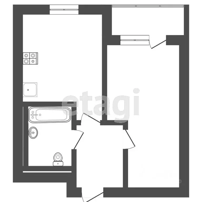 1-к кв. Тюменская область, Тюмень Полевая ул., 117к3 (31.4 м) - Фото 1