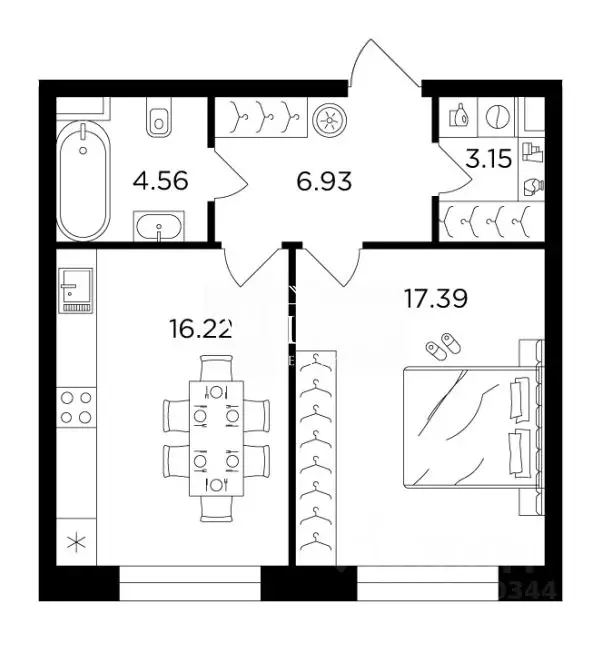 2-к кв. Москва Симоновская наб., вл2Ас5 (48.25 м) - Фото 1