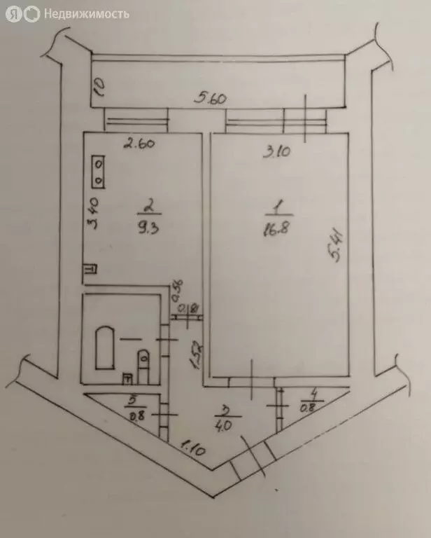 1-комнатная квартира: Нижнекамск, проспект Химиков, 6 (35.1 м) - Фото 2