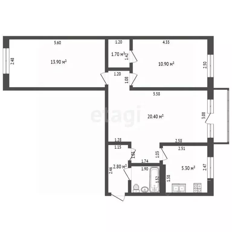 3-к кв. Чувашия, Чебоксары ул. Пирогова, 8 (58.1 м) - Фото 2