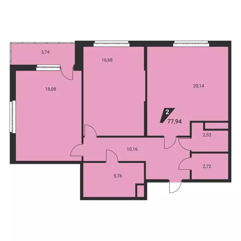 2-комнатная квартира: Екатеринбург, улица Громова, 26 (77.94 м) - Фото 2
