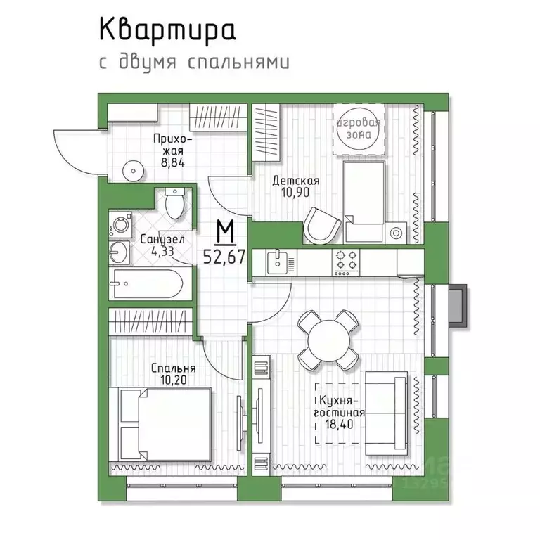 2-к кв. Тульская область, Тула городской округ, пос. Молодежный 5 ... - Фото 0