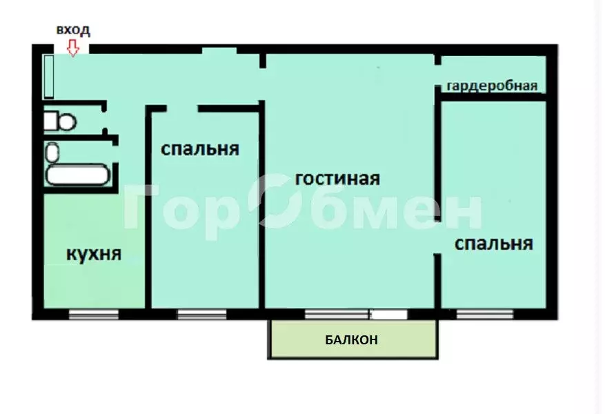 3-комнатная квартира: Дубна, улица Мира, 28 (55.3 м) - Фото 2