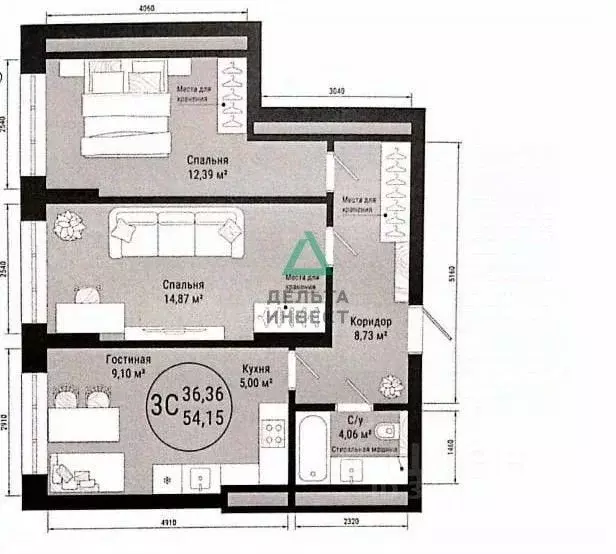 3-к кв. Башкортостан, Уфа ул. Летчиков, 2Б (54.15 м) - Фото 2