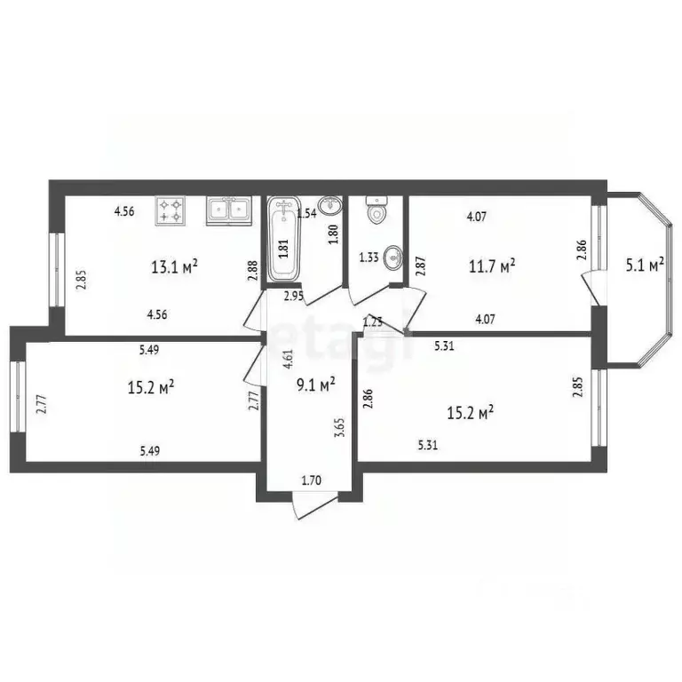 3-к кв. Ленинградская область, Всеволожский район, пос. Бугры бул. ... - Фото 2