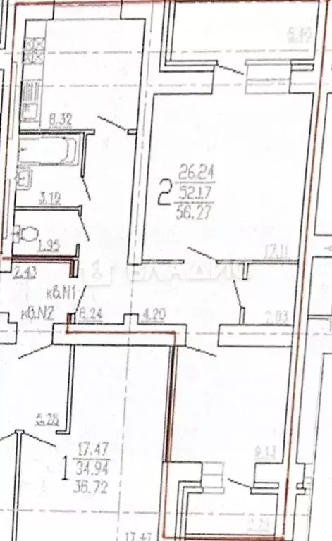 2-к кв. Воронежская область, Воронеж пер. Здоровья, 90а (52.6 м) - Фото 2