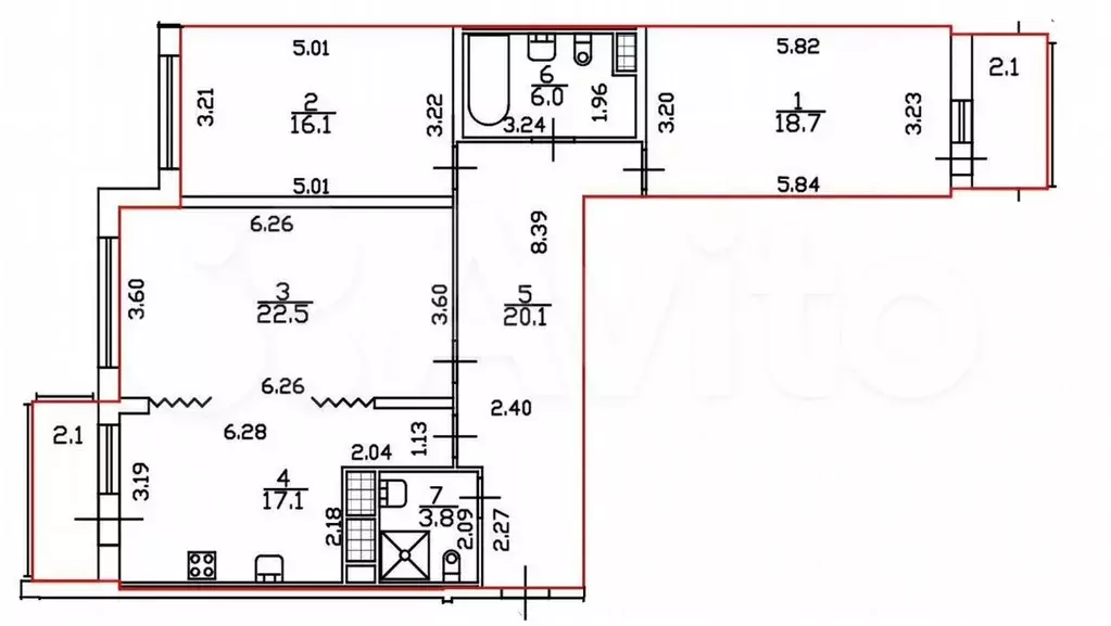 3-к. квартира, 104 м, 4/8 эт. - Фото 0