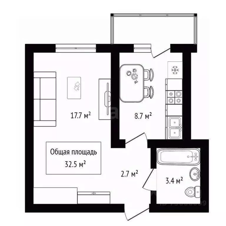 1-к кв. Алтай, Майминский район, с. Майма ул. Мира (32.5 м) - Фото 2