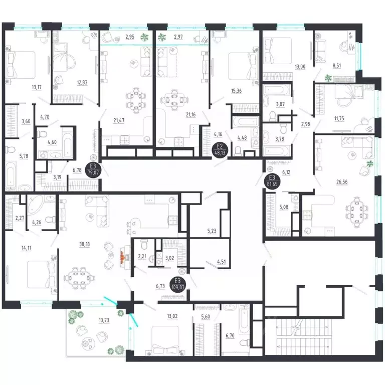 2-к кв. Тульская область, Тула  (81.65 м) - Фото 1