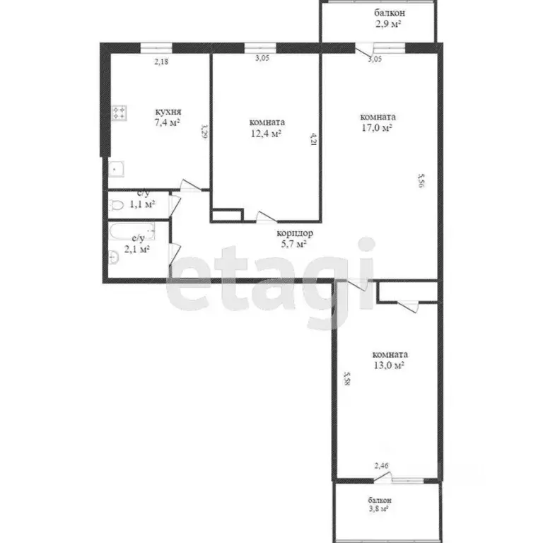 3-к кв. Хабаровский край, Комсомольск-на-Амуре ул. Гамарника, 19к4 ... - Фото 1
