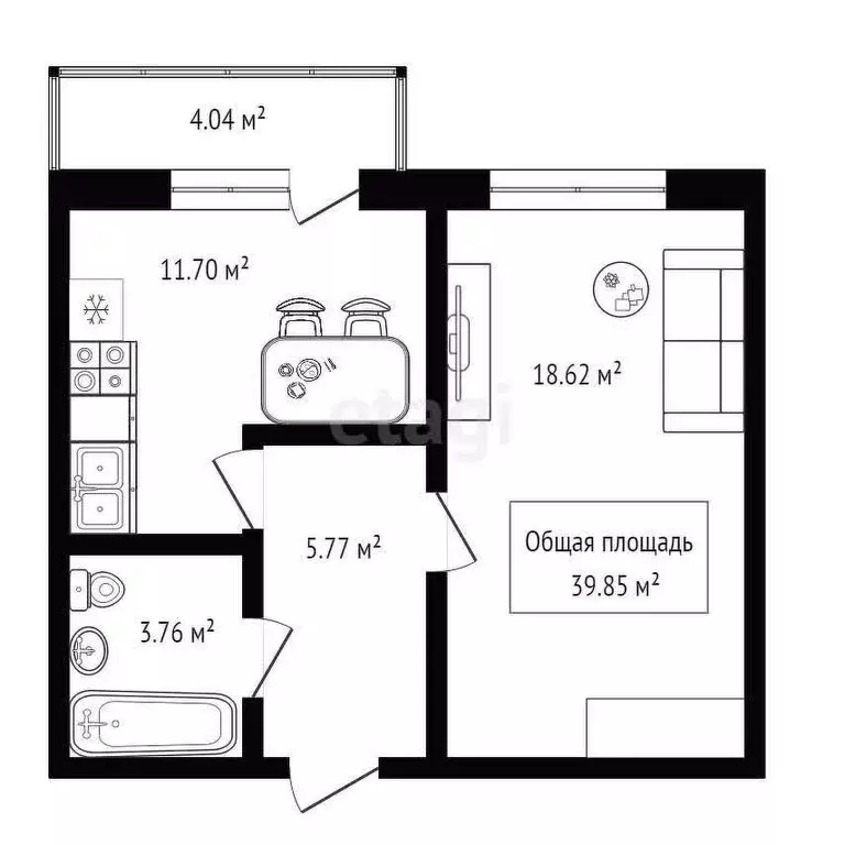 1-комнатная квартира: Новосибирск, улица Авиастроителей, 27 (39.85 м) - Фото 0