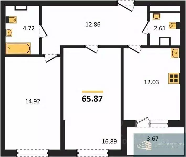 2-к кв. Воронежская область, Воронеж ул. Ломоносова, 116/2 (65.9 м) - Фото 0