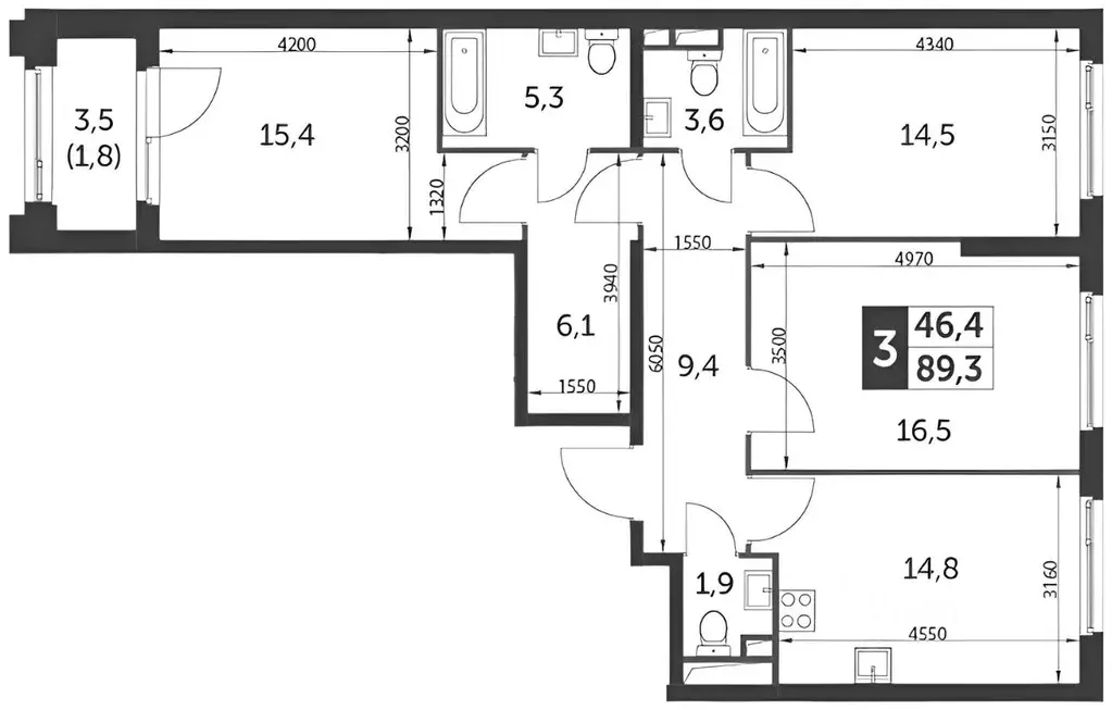 3-к кв. Москва ул. Зорге, 9к2 (90.1 м) - Фото 1