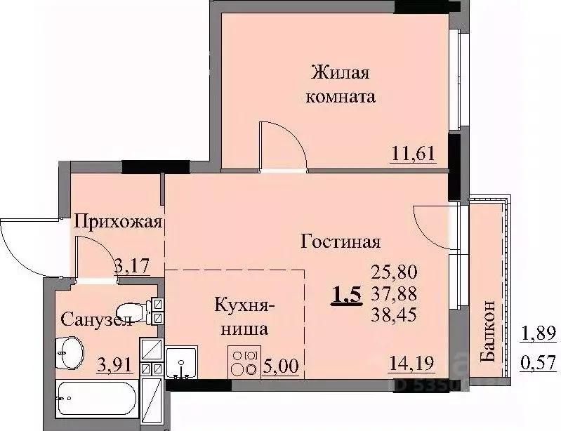 1-к кв. Удмуртия, Ижевск Автопроизводство жилрайон, 3-й мкр, Арден на ... - Фото 1