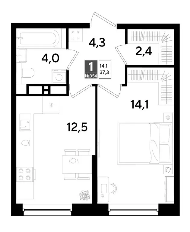 1-комнатная квартира: Краснодар, микрорайон Догма Парк (37.3 м) - Фото 0