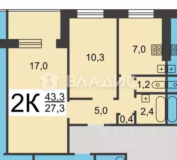 2-к кв. Нижегородская область, Нижний Новгород просп. Гагарина, 208 ... - Фото 2
