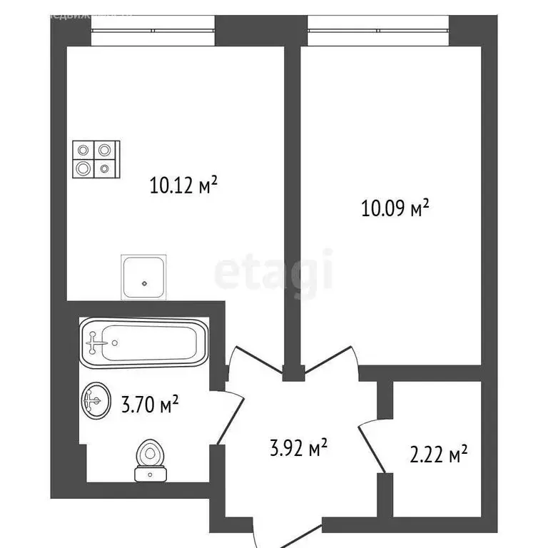1-комнатная квартира: Тюмень, улица Юрия Рогачева, 11к2 (30 м) - Фото 1