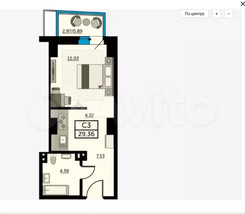 Квартира-студия, 29 м, 9/25 эт. - Фото 0