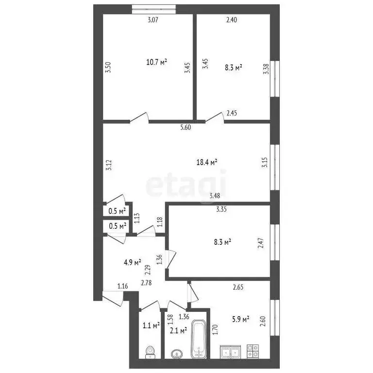 4-комнатная квартира: Стерлитамак, Волочаевская улица, 20 (60.7 м) - Фото 1