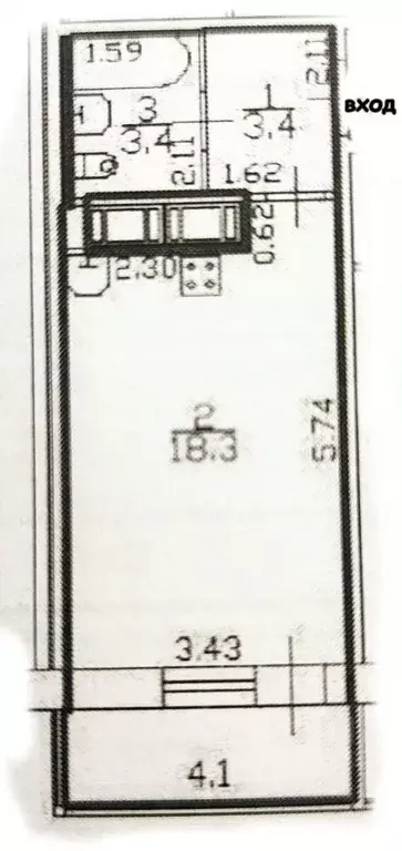 Студия Санкт-Петербург пос. Металлострой, Садовая ул., 6 (25.1 м) - Фото 2