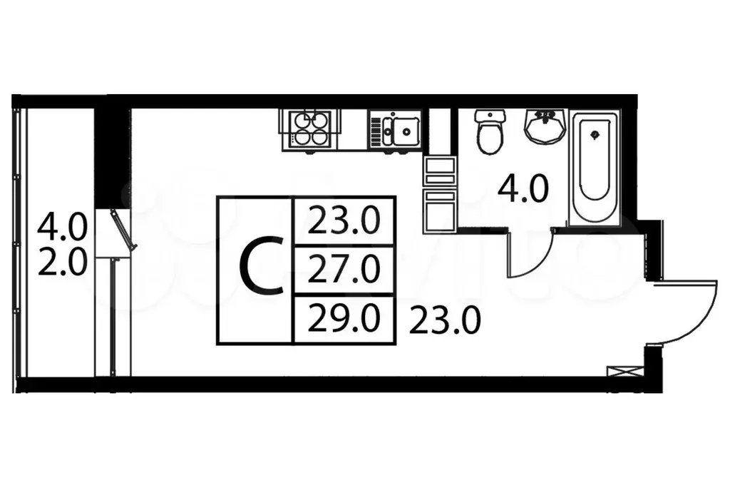 Квартира-студия, 29 м, 12/12 эт. - Фото 0