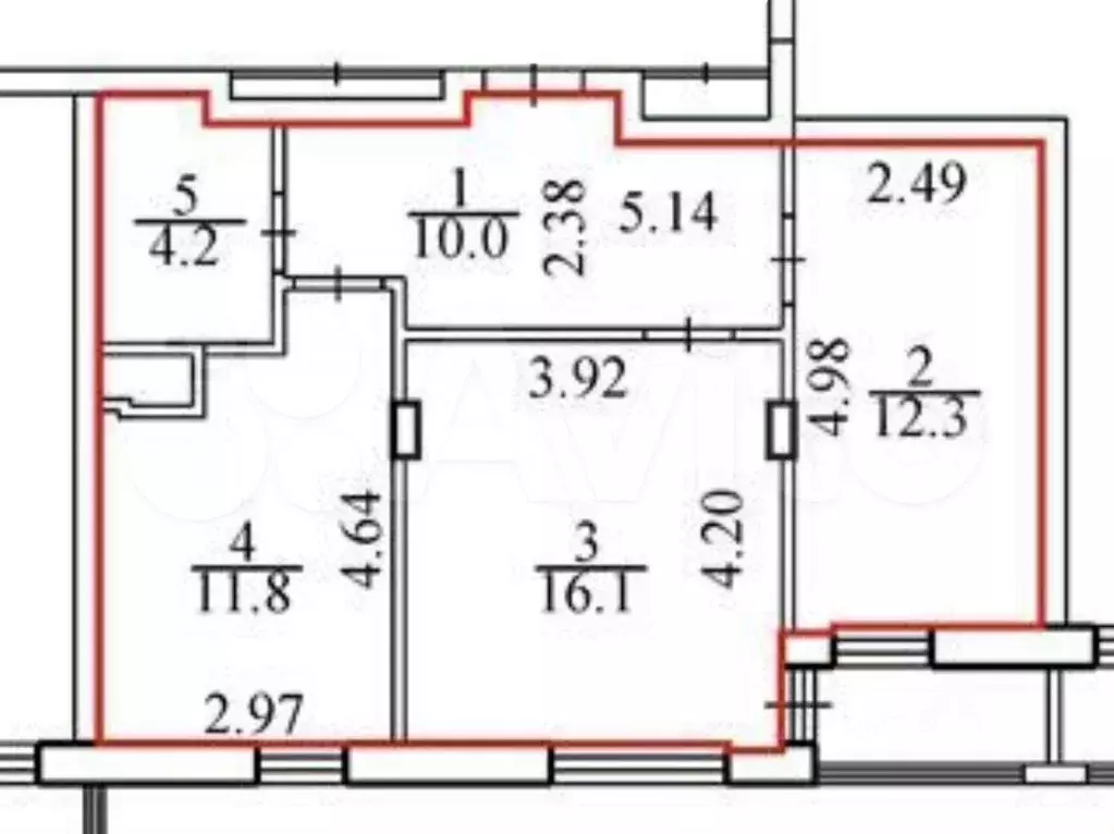 2-к. квартира, 54 м, 4/9 эт. - Фото 0