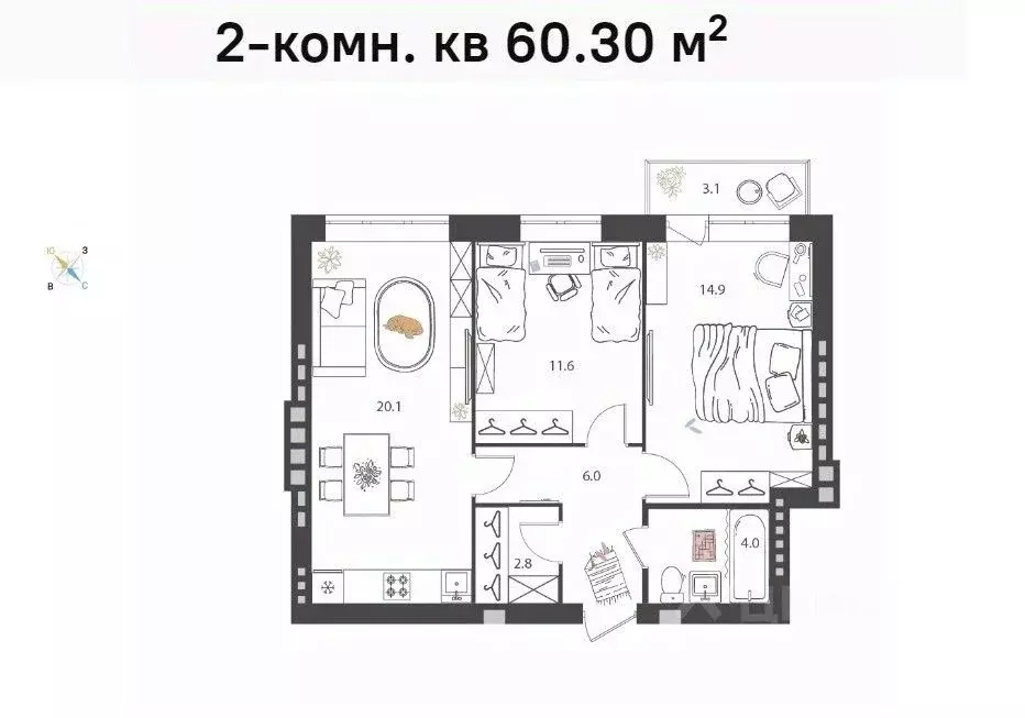 2-к кв. Нижегородская область, Нижний Новгород Культура с/пос, ул. ... - Фото 0