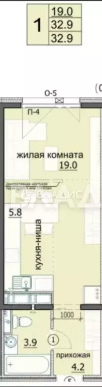 Студия Пензенская область, Пенза ул. Яшиной, 8 (32.7 м) - Фото 2