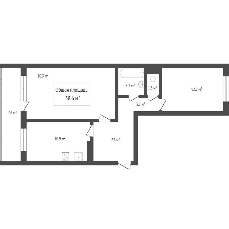 2-комнатная квартира: Томск, Овражный переулок, 17 (59.4 м) - Фото 1