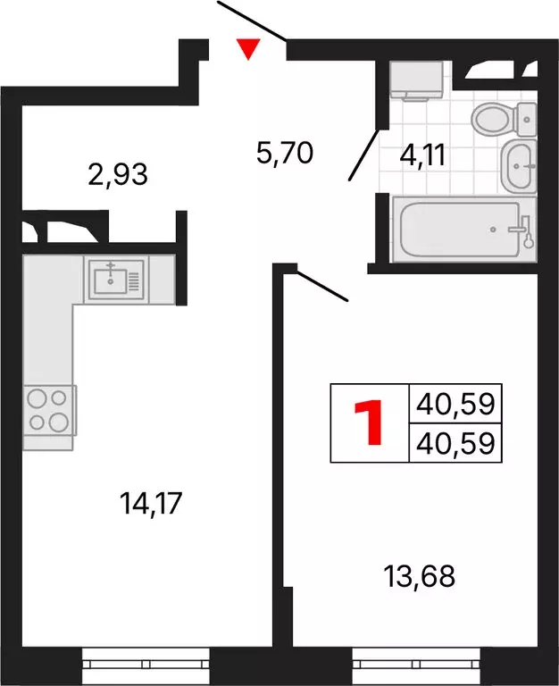 1-комнатная квартира: Екатеринбург, Комсомольская улица, 72А (40.59 м) - Фото 1