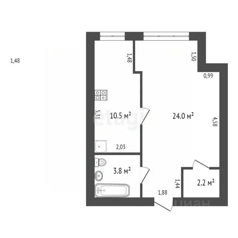 1-к кв. Калужская область, Балабаново Боровский район, Лесная ул., 36 ... - Фото 2