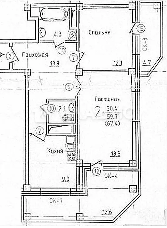 2-к кв. Воронежская область, Воронеж ул. Тимирязева, 27а (61.6 м) - Фото 1