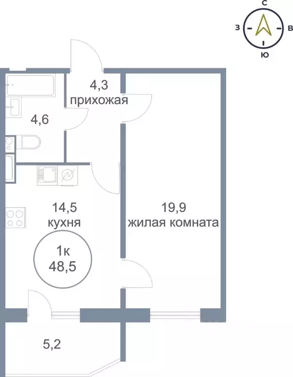 1-к кв. Ханты-Мансийский АО, Сургут тракт Югорский, 54/2 (48.5 м) - Фото 0