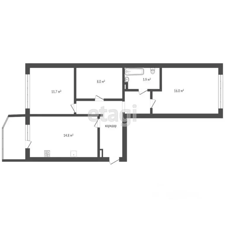 3-к кв. Ханты-Мансийский АО, Сургут ул. Есенина, 6 (66.7 м) - Фото 1