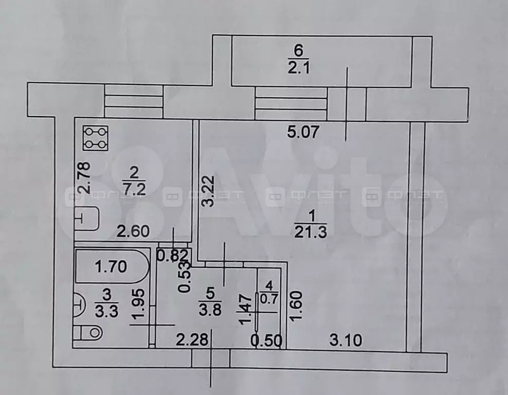 1-к. квартира, 36,3 м, 1/5 эт. - Фото 0