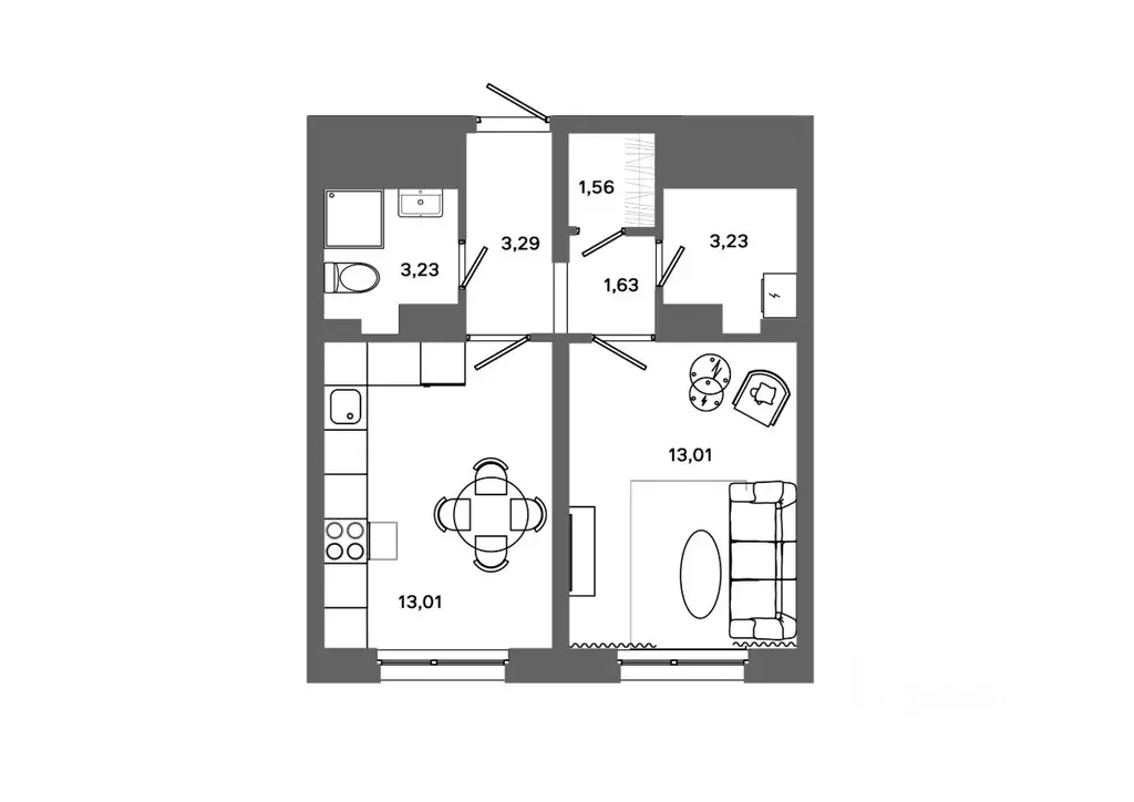 1-к кв. Ханты-Мансийский АО, Сургут 30А мкр,  (38.96 м) - Фото 0