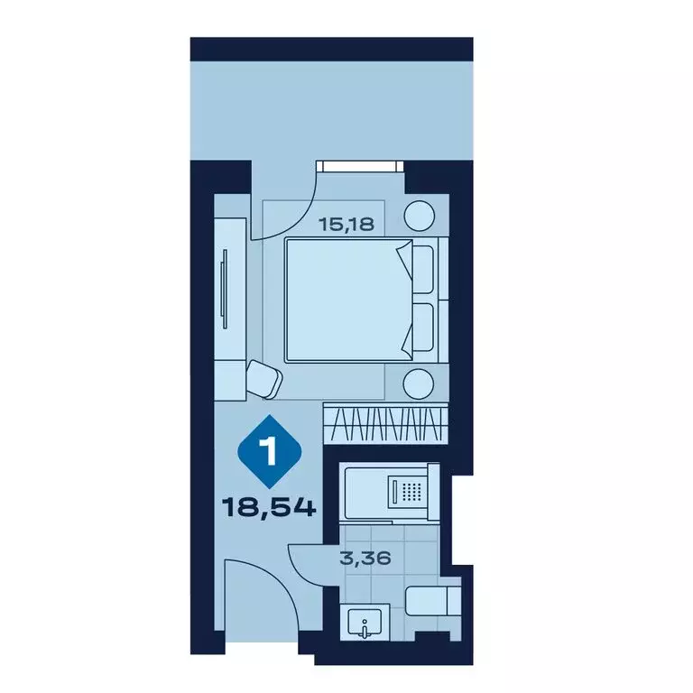 1-комнатная квартира: Челябинская область, Миасс (18.54 м) - Фото 1