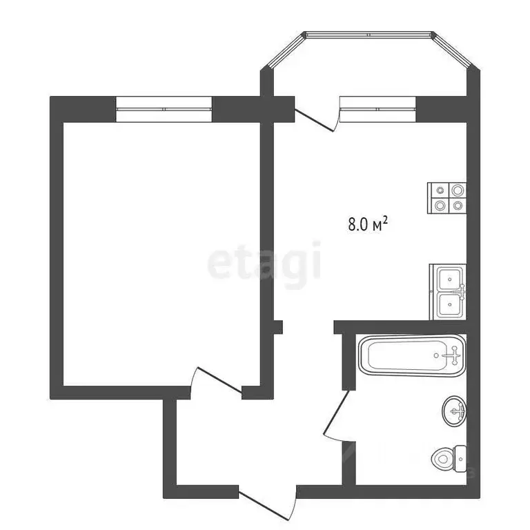 1-к кв. Крым, Ялта ул. Тимирязева, 43 (30.0 м) - Фото 1