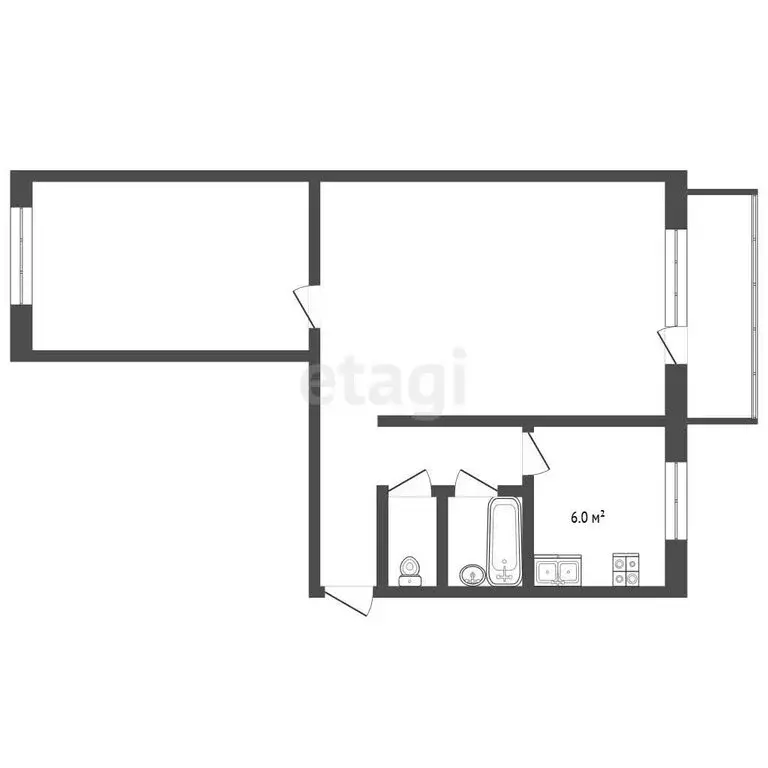 2-комнатная квартира: Рыбинск, улица Нансена, 27 (44.3 м) - Фото 1