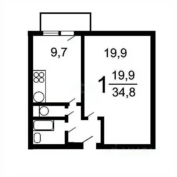 1-к кв. Москва ул. Шверника, 13К3 (33.4 м) - Фото 1