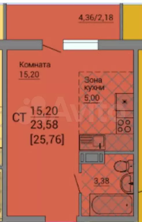 Квартира-студия, 25,8 м, 8/10 эт. - Фото 0