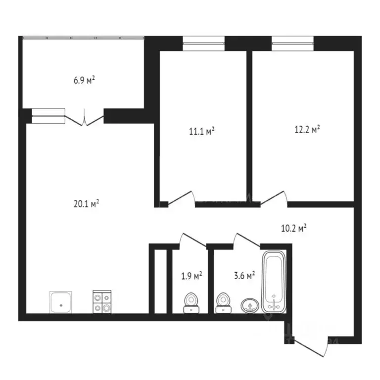 2-к кв. Тюменская область, Тюмень Родниковая ул., 2 (58.8 м) - Фото 2