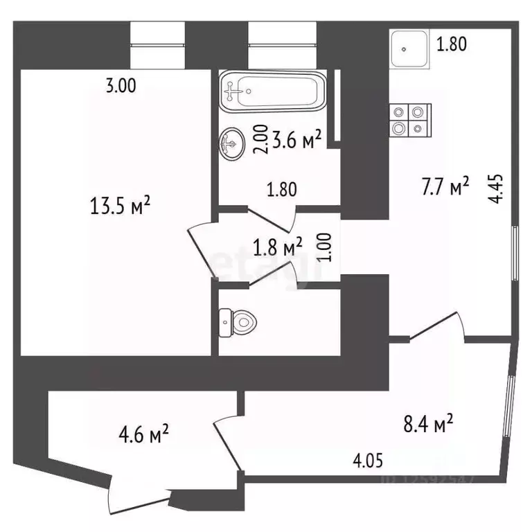2-к кв. Крым, Симферополь ул. Ленина (41.4 м) - Фото 1